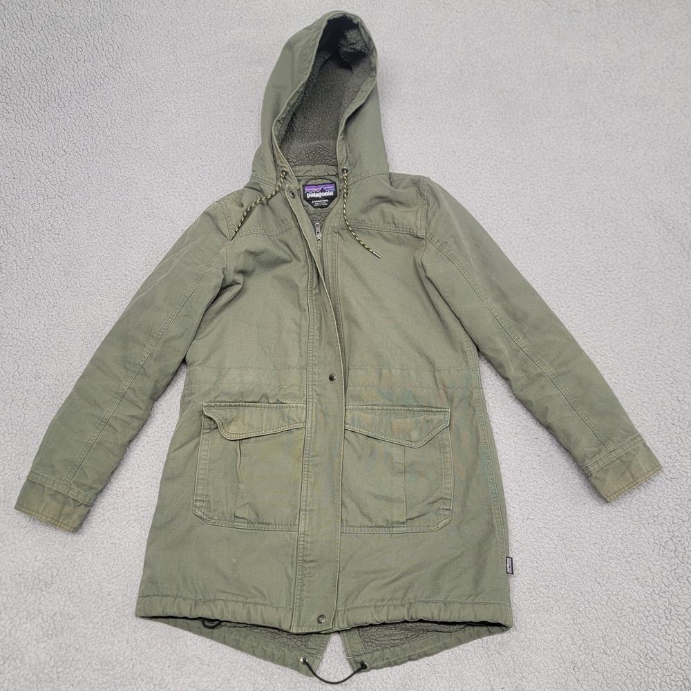 Patagonia Coat Jacket Womens Small Green Insulated Prairie Dawn Parka Sherpa